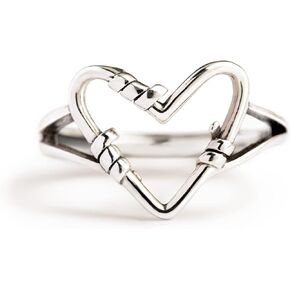 STORYJEWELLERY Story Jewellery Silver Plated Heart Wire Promise Rings for Women, Inspirational Dainty Heart Wire Jewelry Gifts for Her, Birthday Christmas Valentines Gifts for Women