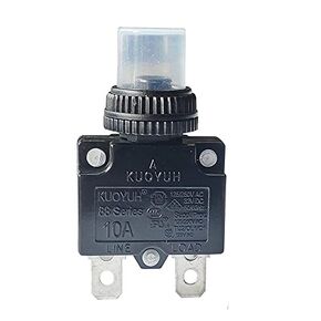 10 Amp 88 Series Quick Connect Terminals Push-to-Reset Thermal Circuit Breaker with Transparent Waterproof Button Dust Cover (1-Pack)