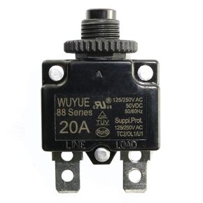 1-Pack Thermal Switch Circuit Breaker Overload Protector 20A Mini Size Push Reset Button Switch