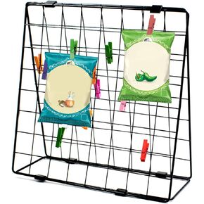 Chip Rack Display Stand Snack Holder for Bags Chip Bag Organizer Countertop Snack Hanger Candy Cart Holder - Metal Stand with 20 Clips Perfect Chip Rack Display for Parties and Retail