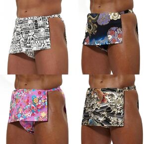 Kabukiness ] Fundoshi/Japanese Loincloth/Purely made in Japan, Rubber Free, Cotton underwear for men KIMONO BRIEFS SAMURAI
