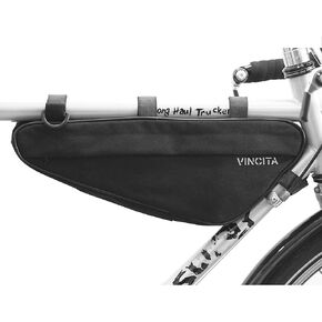 Vincita Bike Frame Bag - Black Bicycle Triangle Storage Bag with Shoulder Strap Under Top Tube for Road Bike Mountain Bike Cycling and Big Zipper Opening On Both Side - Bicycle Accessories