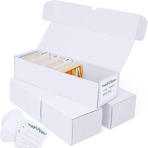 Trading Card Storage Box, Cardboard Storage Boxes with Dividers for Baseball, Sports, Game, Playing Card Collection Organizer, pack of 3