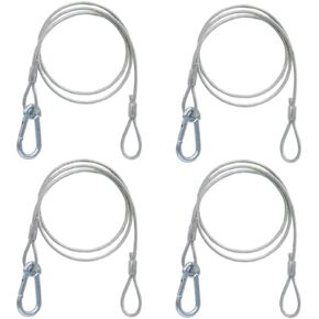 4 Pack Silver Safety Security Stage Light Stainless Steel Cables Rope with Buckle PVC 110lbs Load Duty 26.1" Diameter 4mm for Party Lights DJ Light Stage Lighting
