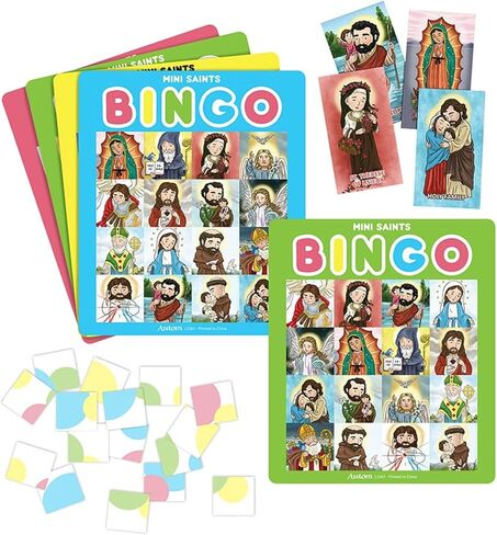 مجموعة ألعاب Mini Saints Bingo، مستلزمات تعلم مدرسة الأحد، تريفيا لدراسة الكتاب المقدس للعائلة، مجموعة مكونة من 16 شخصًا in Saudi Arabia