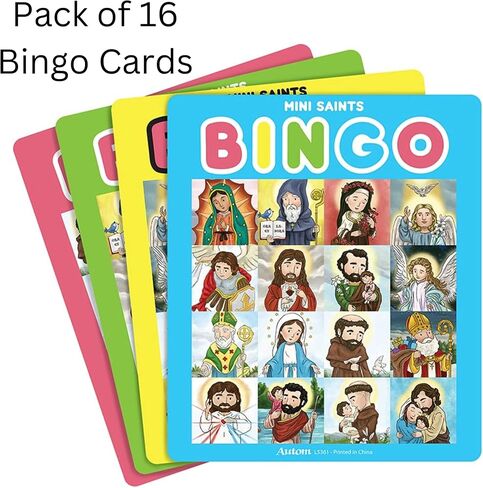 مجموعة ألعاب Mini Saints Bingo، مستلزمات تعلم مدرسة الأحد، تريفيا لدراسة الكتاب المقدس للعائلة، مجموعة مكونة من 16 شخصًا in Saudi Arabia