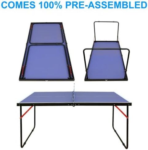 Table Tennis Table Midsize Foldable & Portable Ping Pong Table Set with Net and 2 Ping Pong Paddles for Indoor Outdoor Game in Kuwait