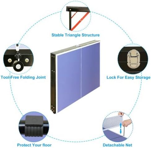 Table Tennis Table Midsize Foldable & Portable Ping Pong Table Set with Net and 2 Ping Pong Paddles for Indoor Outdoor Game in Kuwait