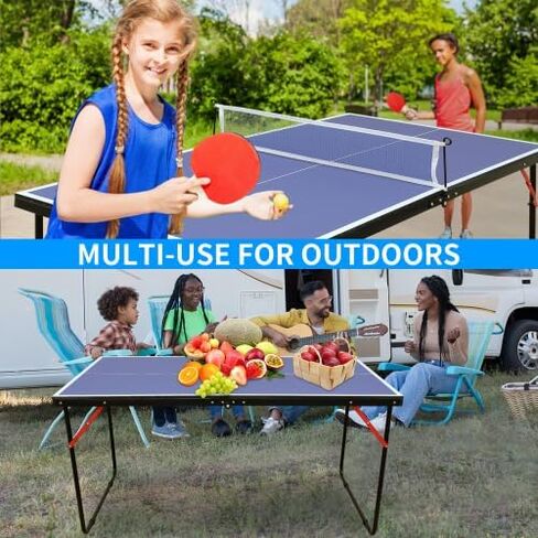 Table Tennis Table Midsize Foldable & Portable Ping Pong Table Set with Net and 2 Ping Pong Paddles for Indoor Outdoor Game in Kuwait