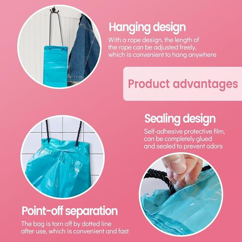 أكياس التخلص من المناديل الصحية، 100 قطعة من أكياس التخلص الشخصية الأنثوية ذاتية اللصق لمنتجات النظافة النسائية، السدادات القطنية، الفوط الصحية، المناديل، بطانات اللباس الداخلي in Kuwait