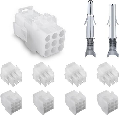 JRready ST6428 Power Connector 9 Pin (4 Matched Sets), 6.35mm Diameter Pin and Sockets 14-20 AWG, Compatible with Molex MLX Power Connector 9 Pin, Free Hanging in Saudi Arabia