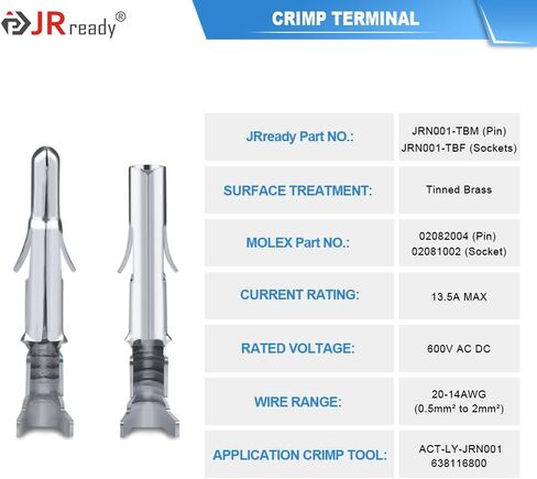 JRready ST6428 Power Connector 9 Pin (4 Matched Sets), 6.35mm Diameter Pin and Sockets 14-20 AWG, Compatible with Molex MLX Power Connector 9 Pin, Free Hanging in Saudi Arabia