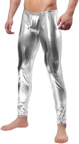 Men's Metallic Shiny Wet Look Leggings Pants in Saudi Arabia