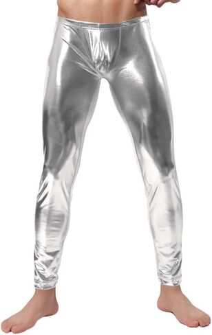 Men's Metallic Shiny Wet Look Leggings Pants in Saudi Arabia