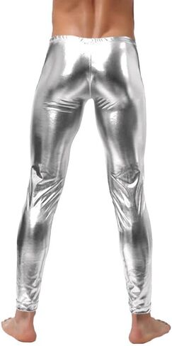 Men's Metallic Shiny Wet Look Leggings Pants in Saudi Arabia