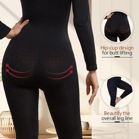 بدلة يوجا للسيدات من Takusun بأكمام طويلة ملابس داخلية للتمرين بطول كامل ملابس داخلية برقبة مربعة قطعة واحدة رومبير in Kuwait