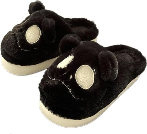 Halloween Skull Slippers Funny Halloween Gifts Winter Non-Slip Indoor Outdoor Shoes for Women Cute Fuzzy Slippers Soft Thick Sole in Saudi Arabia