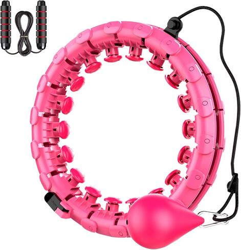 Smart Adjustable Hoop, 24 Knots Fitness with 360° Massage Head, 2 in 1 Detachable Abdominal Fitness and Massage for Beginners and Professionals MHG05, Pink in Kuwait