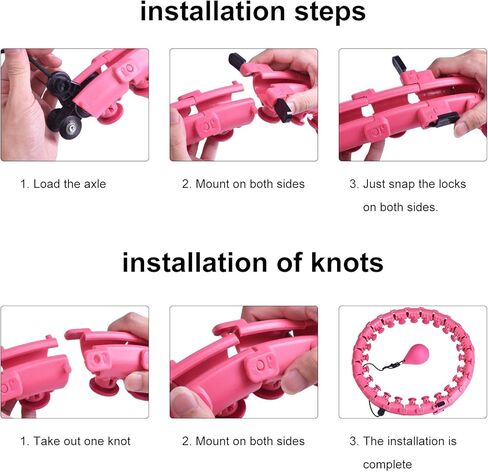 Smart Adjustable Hoop, 24 Knots Fitness with 360° Massage Head, 2 in 1 Detachable Abdominal Fitness and Massage for Beginners and Professionals MHG05, Pink in Kuwait