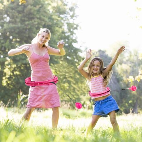 Smart Adjustable Hoop, 24 Knots Fitness with 360° Massage Head, 2 in 1 Detachable Abdominal Fitness and Massage for Beginners and Professionals MHG05, Pink in Kuwait