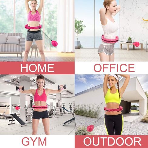 Smart Adjustable Hoop, 24 Knots Fitness with 360° Massage Head, 2 in 1 Detachable Abdominal Fitness and Massage for Beginners and Professionals MHG05, Pink in Kuwait