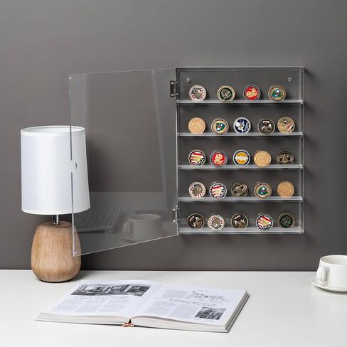 حافظة عرض لهواة جمع العملات المعدنية مقاس 11 × 15 من MyGift، صندوق ظلال معلق من الأكريليك الشفاف الممتاز مثبت على الحائط بسمك 8 مم مع إغلاق مغناطيسي وصواني قابلة للإزالة in Saudi Arabia