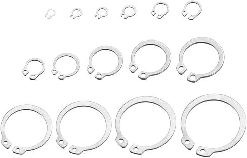 uxcell 225 Pcs External Retaining Rings, 15 Sizes 304 Stainless Steel External Circlip Snap Rings Assortment Kits Round Wire Snap Rings for Valves Electrical Appliances in Saudi Arabia