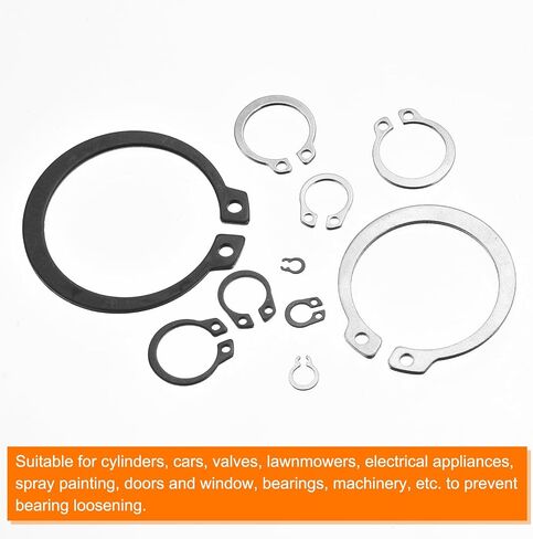 uxcell 225 Pcs External Retaining Rings, 15 Sizes 304 Stainless Steel External Circlip Snap Rings Assortment Kits Round Wire Snap Rings for Valves Electrical Appliances in Saudi Arabia