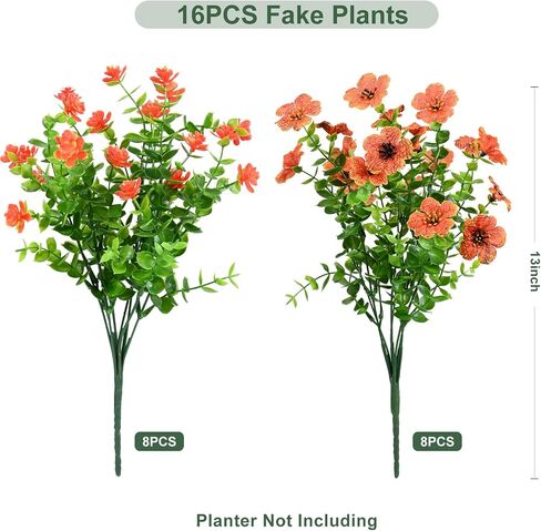 16 Bundles Artificial Silk flowers for Outdoors, UV Resistant Fake Floral Plants, Lifelik Faux Daisy for Outside Home Planter Front Porch Window Box Yard Spring Summer Fall Decoration in Saudi Arabia