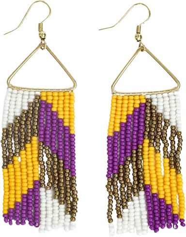 INK+ALLOY Game Day Earrings for Women, Beaded Fringe Earrings for Sports Fans, Handmade Jewelry for College Students, Alumni, Teachers, Team Gifts in Saudi Arabia