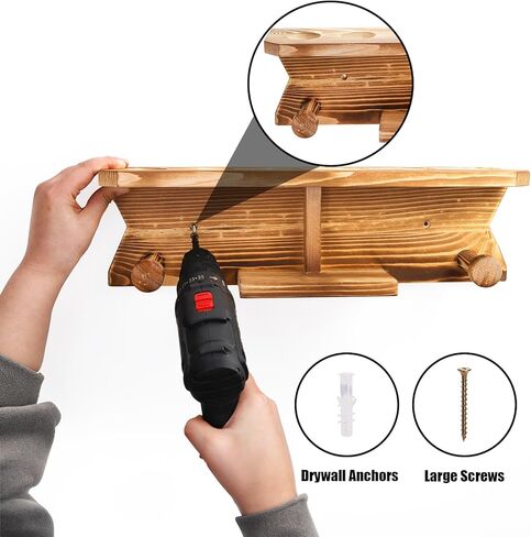 حامل عصا البلياردو على الحائط، حامل عصا البلياردو الخشبي، يحمل 6 قطع و2 رفوف مثلثة، رف جدار عصا البلياردو القوي، منظم ملحقات طاولة البلياردو لغرفة البلياردو، وغرفة الألعاب، والبار in Kuwait