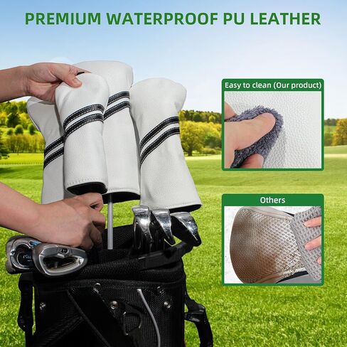 Golf Club Head Covers - 4pcs or 1pc Golf Accessories Club Covers Set for Woods and Driver Fairway Hybrids with Interchangeable Tags in Saudi Arabia