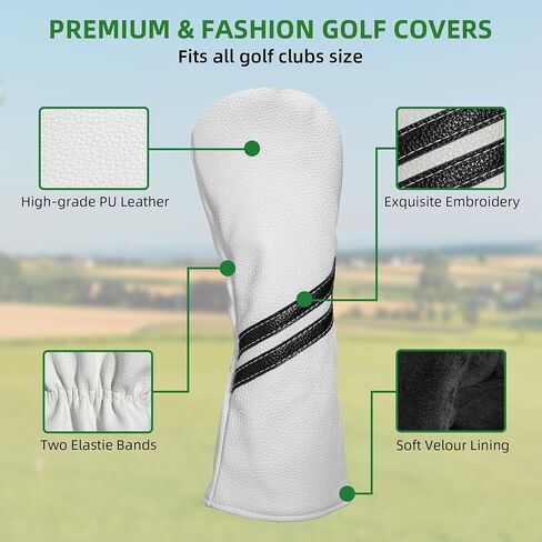 Golf Club Head Covers - 4pcs or 1pc Golf Accessories Club Covers Set for Woods and Driver Fairway Hybrids with Interchangeable Tags in Saudi Arabia