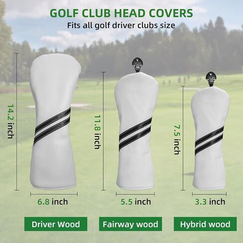 Golf Club Head Covers - 4pcs or 1pc Golf Accessories Club Covers Set for Woods and Driver Fairway Hybrids with Interchangeable Tags in Saudi Arabia