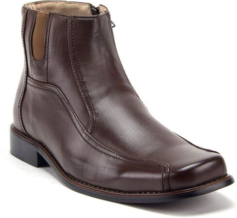 Jazamé Men's Leather Lined Ankle High Moto Zipped Chelsea Dress Boots in Kuwait