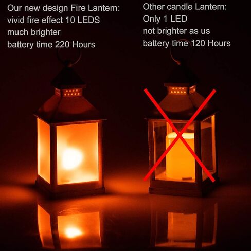فانوس ديكور بنمط عتيق مقاس 11 بوصة، فانوس LED بتأثير اللهب، (أبيض، مؤقت 4 ساعات)، فوانيس داخلية مزخرفة، فانوس معلق خارجي، فوانيس شموع مزخرفة ZKEE (مجموعة من 4) in Saudi Arabia