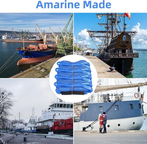 Amarine Made Boat Bungee Dock Line, 4Pcs Mooring Stretch Rope Set, 4 feet Boat Accessories Dock Lines for Boat Kayak, PWC, Jet Ski, Canoe, Pontoon (blue) in Saudi Arabia