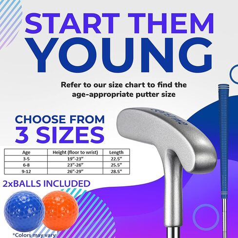 Kids Putter for Golf - Kids Golf Putter for Mini Golf - Junior Golf Putter - Kids Putter 5-7 - Kids Golf Clubs 6-8 - Kids putters 3-5 - Two Way Putter - Balls Included in Saudi Arabia