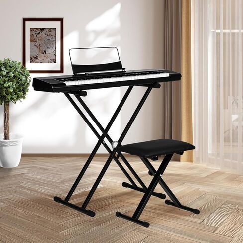 Artesia Portable X-Style Piano Bench - Adjustable, Foldable Keyboard Stool for Musicians - Cushioned Piano Seat Ideal for Piano Players, Perfect for Home & Stage Use, Durable & Compact Keyboard Bench in Saudi Arabia