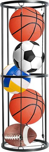 رف تخزين الكرات من Aolamegs، منظم المعدات الرياضية للجراج المثبت على الحائط، المنزل، صالة الألعاب الرياضية - منظم المعدات الرياضية الأسود الموفر للمساحة يحمل كرة القدم، الكرة الطائرة، كرة القدم، كرة السلة in Kuwait