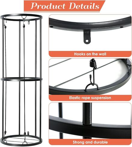 رف تخزين الكرات من Aolamegs، منظم المعدات الرياضية للجراج المثبت على الحائط، المنزل، صالة الألعاب الرياضية - منظم المعدات الرياضية الأسود الموفر للمساحة يحمل كرة القدم، الكرة الطائرة، كرة القدم، كرة السلة in Kuwait