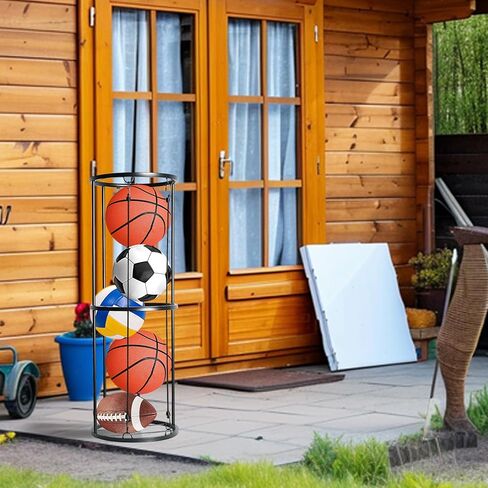 رف تخزين الكرات من Aolamegs، منظم المعدات الرياضية للجراج المثبت على الحائط، المنزل، صالة الألعاب الرياضية - منظم المعدات الرياضية الأسود الموفر للمساحة يحمل كرة القدم، الكرة الطائرة، كرة القدم، كرة السلة in Kuwait