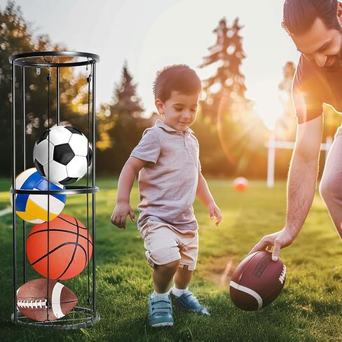 رف تخزين الكرات من Aolamegs، منظم المعدات الرياضية للجراج المثبت على الحائط، المنزل، صالة الألعاب الرياضية - منظم المعدات الرياضية الأسود الموفر للمساحة يحمل كرة القدم، الكرة الطائرة، كرة القدم، كرة السلة in Kuwait