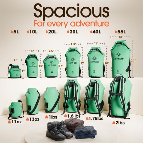 Earth Pak Waterproof Dry Bag - Roll Top Waterproof Backpack Sack Keeps Gear Dry for Kayak with Waterproof Phone Case in Saudi Arabia