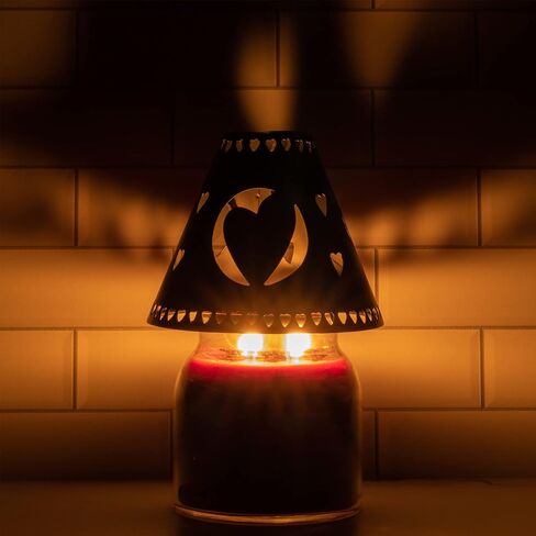 A Cheerful Giver Metal Candle Shade - Black Heart Decorative Tin Candle Shade Fits Most Cheerful Giver 16 oz. & Larger Jar Candles - Lovely Candle Accessories in Saudi Arabia
