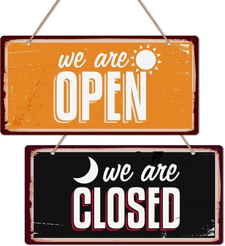 WhatSign Open Closed Signs for Business - Double Sided Open Signs for Business 12" x 6" Business Hours Open and Closed Signs for Business Window Door in Saudi Arabia