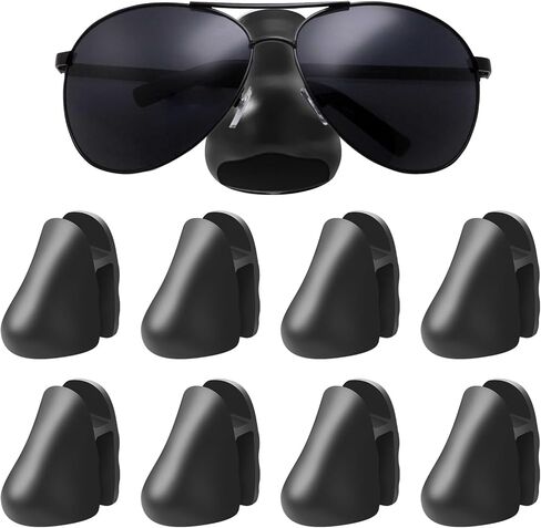 حامل نظارات، 8 قطع ذاتية اللصق مثبتة على الحائط، حامل نظارات شمسية، حامل نظارات على شكل أنف مبتكر، منظم تخزين النظارات الشمسية لغرفة النوم والحمام المنزلي (أسود) in Kuwait