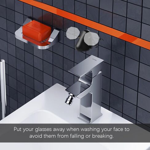 حامل نظارات، 8 قطع ذاتية اللصق مثبتة على الحائط، حامل نظارات شمسية، حامل نظارات على شكل أنف مبتكر، منظم تخزين النظارات الشمسية لغرفة النوم والحمام المنزلي (أسود) in Kuwait