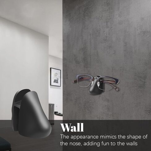 حامل نظارات، 8 قطع ذاتية اللصق مثبتة على الحائط، حامل نظارات شمسية، حامل نظارات على شكل أنف مبتكر، منظم تخزين النظارات الشمسية لغرفة النوم والحمام المنزلي (أسود) in Kuwait