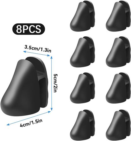 حامل نظارات، 8 قطع ذاتية اللصق مثبتة على الحائط، حامل نظارات شمسية، حامل نظارات على شكل أنف مبتكر، منظم تخزين النظارات الشمسية لغرفة النوم والحمام المنزلي (أسود) in Kuwait
